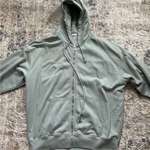 Brandy Melville Christy Sage Green oversized Zip Up Sweater